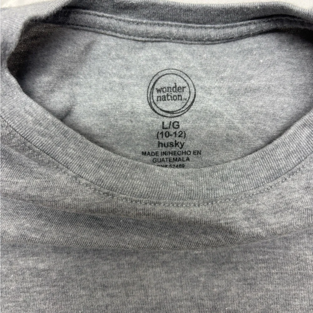 Wonder Nation Boys Heather Gray Short Sleeve Tee Lg (10-12) Husky